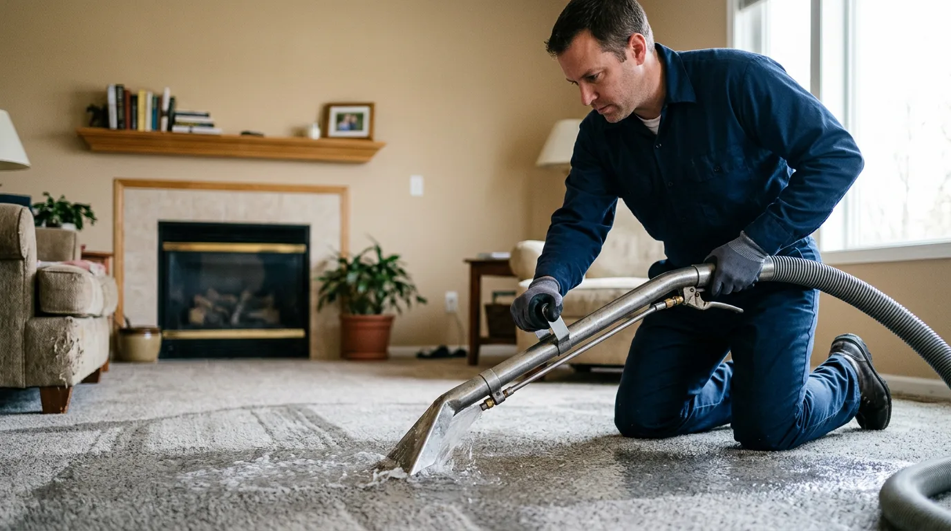 Water damage restoration technician working near New Philadelphia, PA
